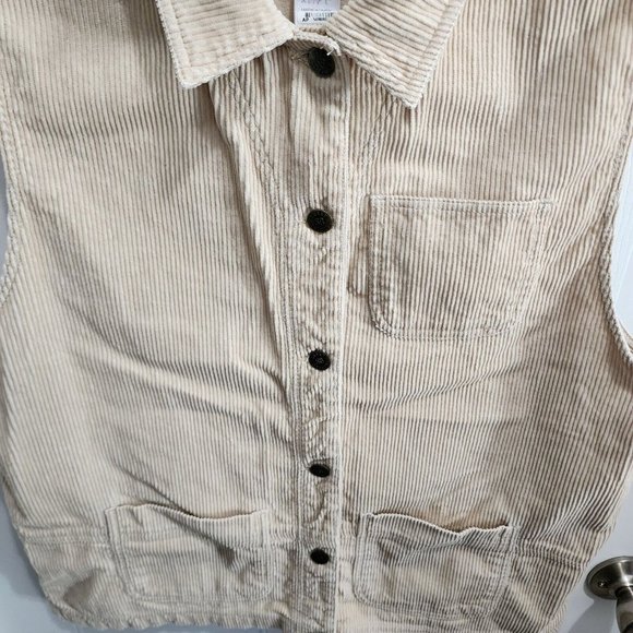 Susan Bristol Women’s Corduroy Sleeveless Button Up Collared Vest Khaki Tan Sz L - Picture 3 of 10